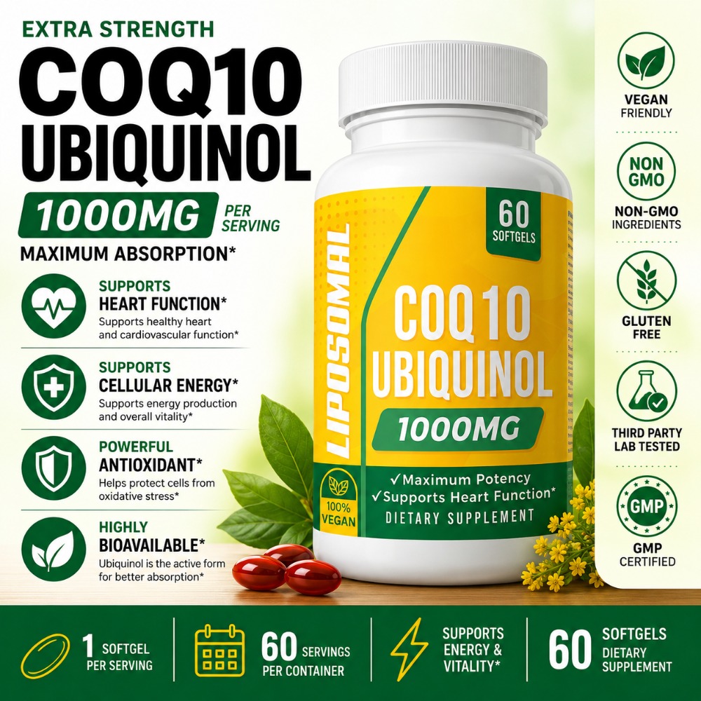 Coq10 Ubiquinol Softgel - CoQ10 Ubiquinol 1000mg Wegańskie kapsułki miękkie